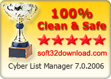 Cyber List Manager 7.0.2006 Clean & Safe award